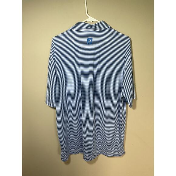 FootJoy FJ Golf Polo Shirt Blue White Stripe Stretch The Plantation Men's Size L - Picture 5 of 10